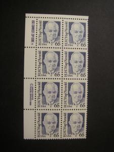 Scott 2191, 65c H.H. 'Hap' Arnold, Zip & Copy block of 8 UL, MNH Great Americans