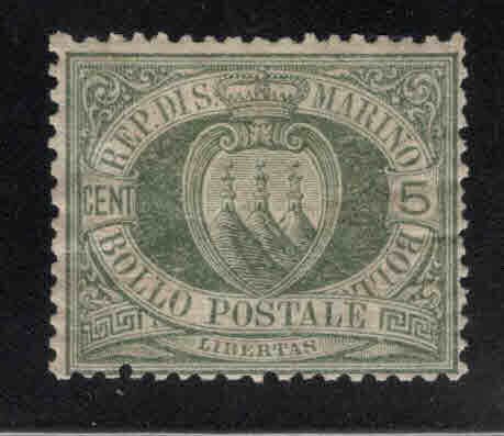 San Marino Scott 5 MH* Olive Green 1892 stamp