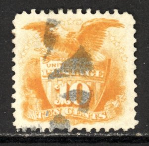 SCOTT 116 1869 10 CENT EAGLE & SHIELD REGULAR ISSUE USED VF CAT $110!