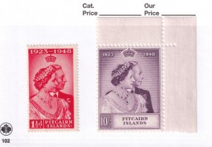 PITCAIRN ISLANDS 1949 SILVER WEDDING EXCEPTIONAL PAIR MNH