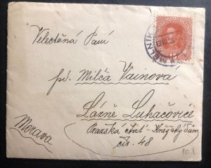 1918 Melnik Austria Cover To lázně luhačovice Czechoslovakia With Letter