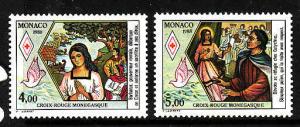 Monaco-Sc#1643-4-unused NH set-Red Cross-1988-