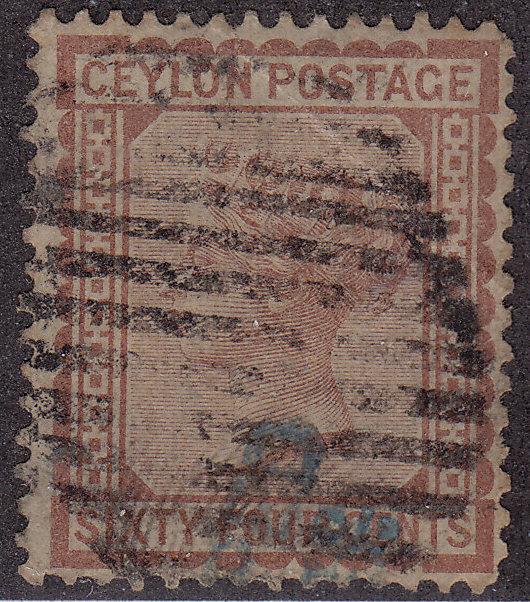 CEYLON Used Scott # 72 Queen Victoria - remnant, pencil # (1 Stamp)