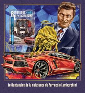 CENTRAFRICAINE 2016 SHEET FERRUCCIO LAMBORGHINI CARS AUTOS