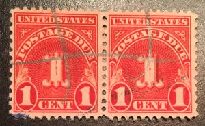 J80 b Postage Due 1c, 11 x 10 1/2 perf., pair, Vic's Stamp Stash