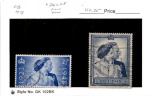 Great Britain, Postage Stamp, #267-268 Used, 1948 King George (AC)