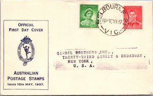 Australia 1937 FDC - Australian Postage Stamps - Melbourne - F78948