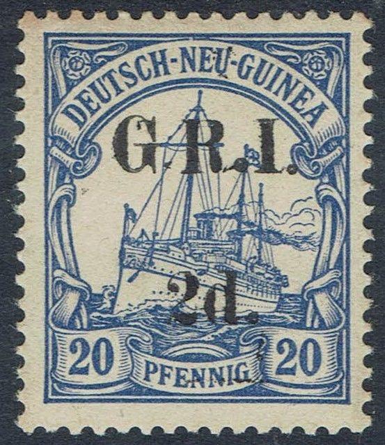 GRI NEW GUINEA 1914 YACHT 2D ON 20PF 6MM SPACING