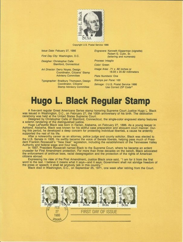 US SP715 Hugo L. Black Souvenir Page #2172