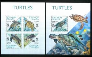 SOLOMON ISLANDS 2013 AUSTRALIAN TURTLES  SOUVENIR SHEET Set