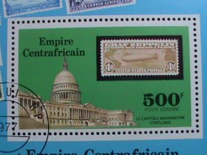 ​CENTRAL AFRICA-1977-CAPITAL-WASHINGTON D.C. STAMPS ON STAMPS-CTO-S/S- VF