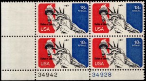 US #C87 18¢ STATUE OF LIBERTY MNH LL PLATE BLOCK #34942-34928 DURLAND $1.50