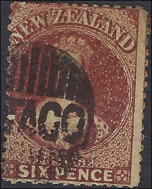 VEGAS - 1864 New Zealand 6p - Sc# 19 - Perf 13, WM6 - Cat= $120