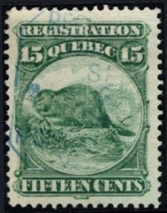 1871 Canada Revenue Quebec 15 Cents Registration Used