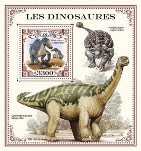 TOGO - 2021 - Dinosaurs - Perf Souv Sheet - Mint Never Hinged