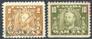 CANADA 2 & 10c Inland revenue WAR TAX  two Used & MNG [2878]