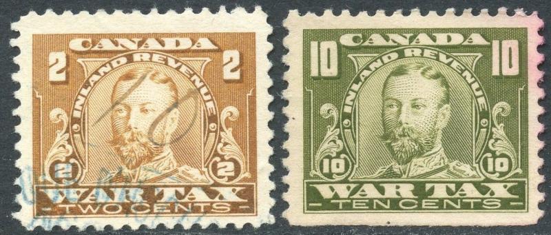 CANADA 2 & 10c Inland revenue WAR TAX  two Used & MNG [2878]