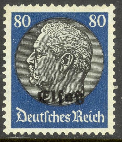 FRANCE 1940 GERMAN OCCUPATION ALSACE 80pf Hindenburg Sc N41 MH