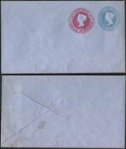 ESC44 QV 2d Blue 29.3.79 and 3d Carmine 29.3.75 Stamped to Order Envelope Mint