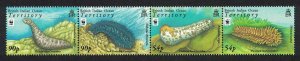 BIOT WWF Sea Cucumbers Strip of 4v 2008 MNH SC#361-364 SG#392-395 MI#470-473