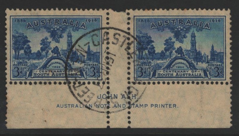 Australia Sc#160 Used Imprint Pair - Castlereagh St NSW Cancel