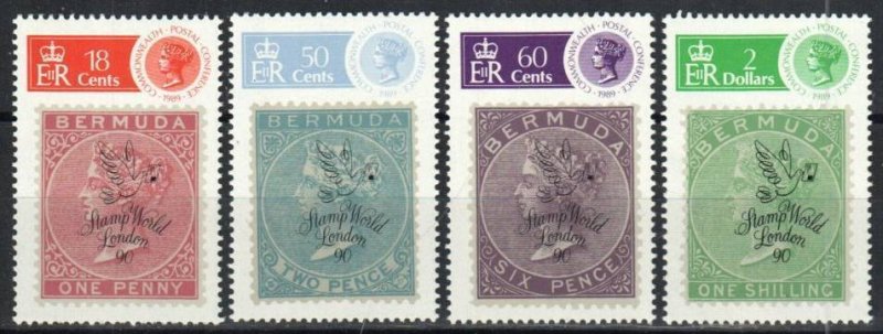 Bermuda Stamp 594-597  - Overprinted for Stamp World London 90