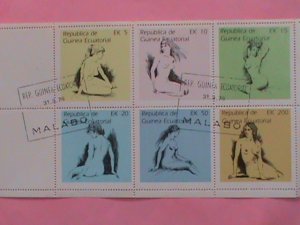 GUINEA EQUATORIAL STAMP-1976 HAND DRAWING NUDE ART PAINTING -MNH STAMP SHEET -