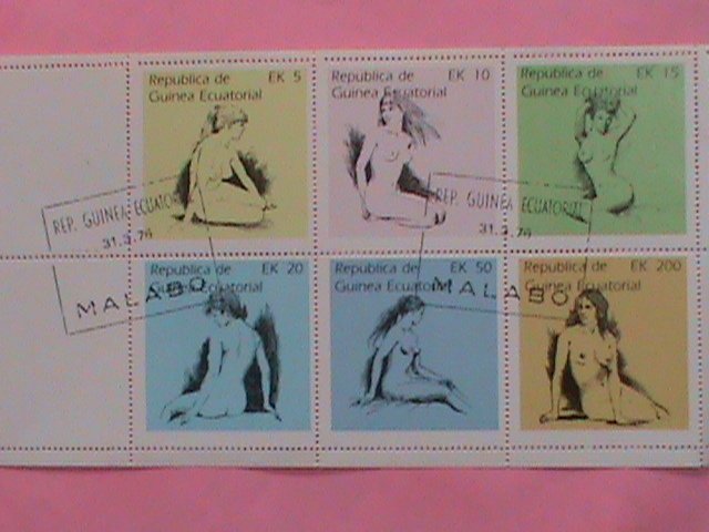 GUINEA EQUATORIAL STAMP-1976 HAND DRAWING NUDE ART PAINTING -MNH STAMP SHEET -