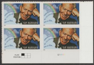 U.S.  Scott# 3905 2005 Yip Harburg Issue XF MNH Plate Block #S1111