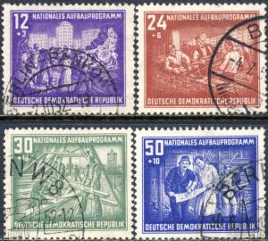 Germany DDR 1952 Sc B22-5 Reconstruction Program Stamp U