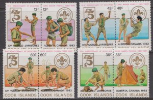 COOK ISLANDS - 1983 15th WORLD JAMBOREE / BOY SCOUTS - OVPT 8V - MINT NH