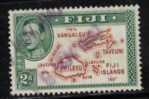 FIJI Scott # 133 Used - KGVI & Map With 180 Degrees 2