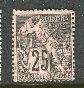 FRENCH COLONIES; 1880s early classic General issue used shade of 25c.  value