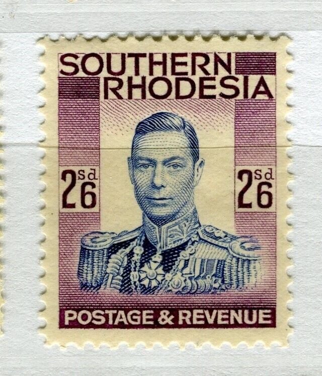 RHODESIA; 1938 early GVI issue fine Mint hinged 2s. 6d. value