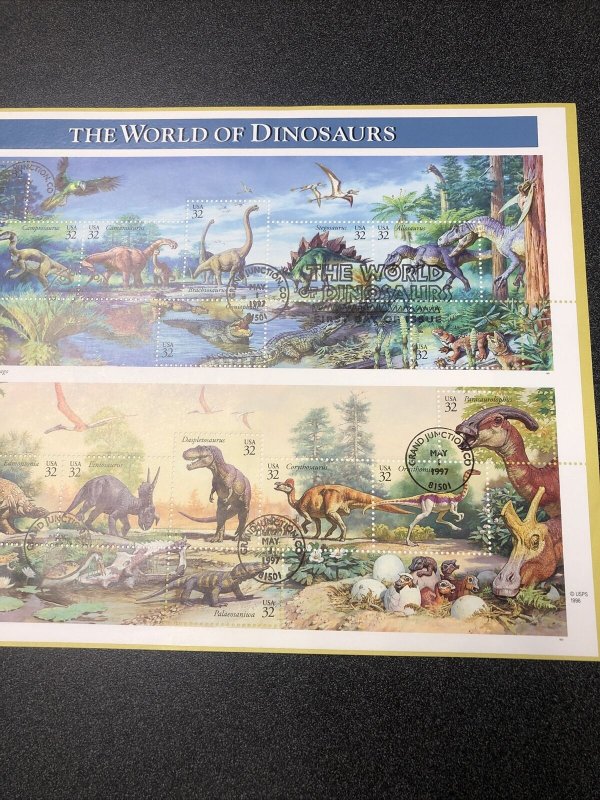 USPS  FDC 3136 The World Of Dinosaurs Souvenir Sheet 1997 First Day Of Issue