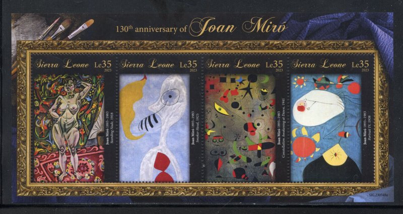 SIERRA LEONE 2023 130th ANNIVERSARY OF JOAN MIRO PAINTINGS SHEET MINT NH