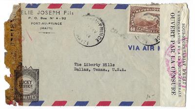 1944 Haiti To USA Advertisement Airmail Cover - Lucky Strike Cigarettes (TT80)