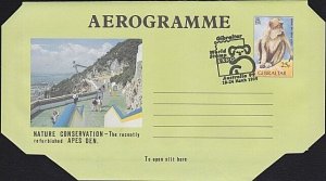 GIBRALTAR 1999 25p Ape aerogramme - CTO - Australia Stamp Ex pmk...........B3243