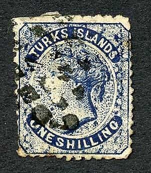 Turks and Caicos Is One Shilling Blue Forgery 