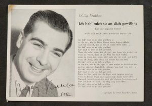 Vintage German signed Bully Bulhan actor Autograph AU postcard 1962