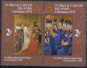 Turks & Caicos 241-242 (mh, se-tenant pair) 2c Wilton Diptych, brn (1971)