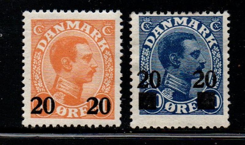 Deenmark Sc 176-177 1926 20 ore overprints stamp set mint