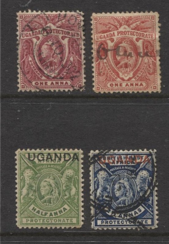 STAMP STATION PERTH Uganda Protectorate #69,70,77,78 QV Definitive Used Wmk.2