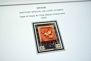 COLOR PRINTED SPAIN AIRMAIL 1920-1983 STAMP ALBUM PAGES (20 illustrated pages)