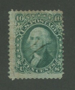 1867 United States Postage Stamp #89 Used Light Pen Cancel