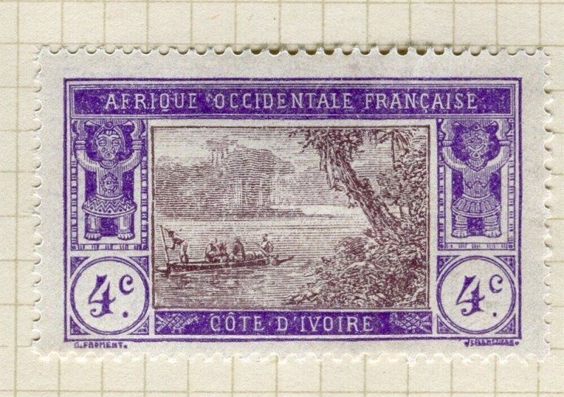 FRENCH COLONIES; IVORY COAST 1913 Pictorial issue Mint hinged 4c. value