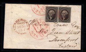 USA #17 Used Fine - Very Fine Pair On Cover To Devonport UK