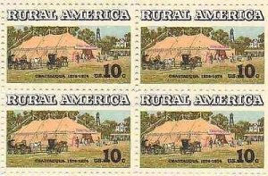 1974 Rural America Chautauqua Block of 4 10c Postage Stamps, Sc# 1505, MNH, OG