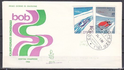 Italy, Scott cat. 925-926. Bobsled Championships issue on a First day cover. ^