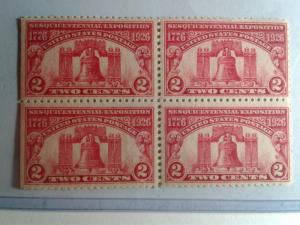 SCOTT # 627 BLOCK OF 4 MINT NEVER HINGED GEMS